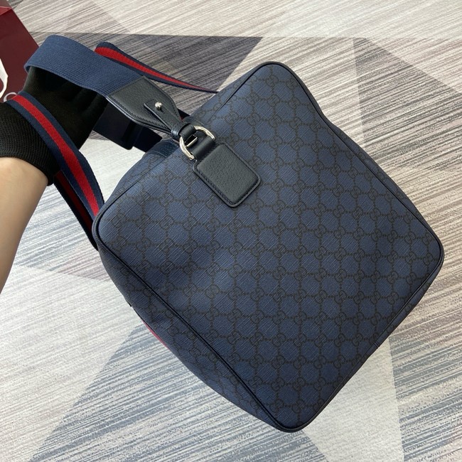 Gucci Medium duffle bag with Web 799871 dark blue GG Supreme