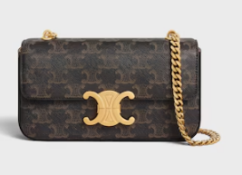 Celine CHAIN SHOULDER BAG TRIOMPHE IN SHINY CALFSKIN 197992 CARMIN