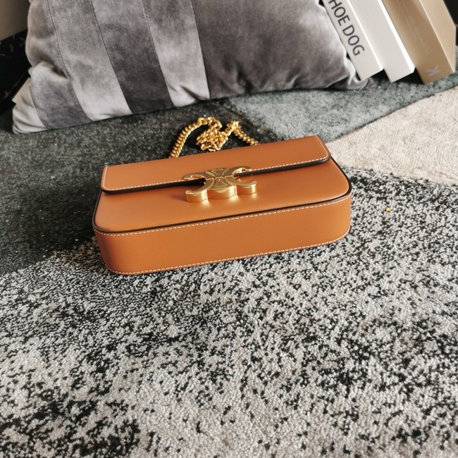 Celine CHAIN SHOULDER BAG TRIOMPHE IN SHINY CALFSKIN 197992 TAN