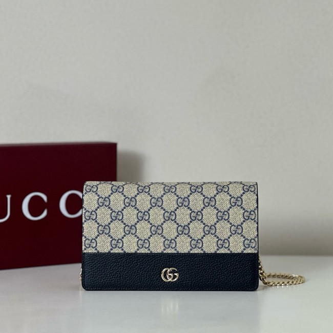 Gucci GG Marmont bi-color wallet on chain 497985 ariation beige and blue Supreme
