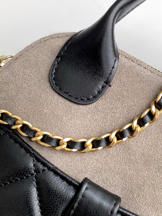 Chanel MINI TOTE BAG Suede Calfskin AS4742 black&gray