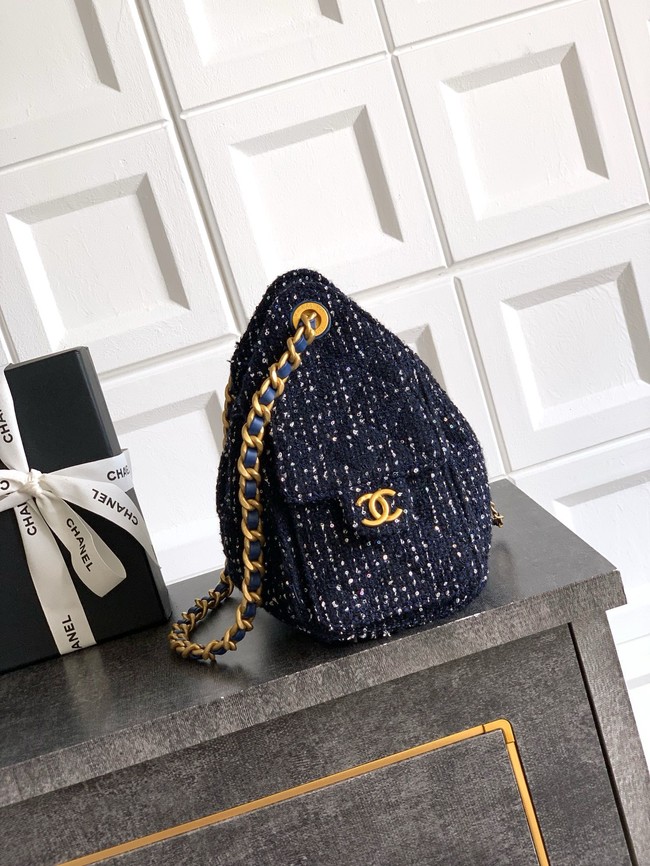 CHANEL 25 MINI HANDBAG Woolen tweed AS5631 dark blue