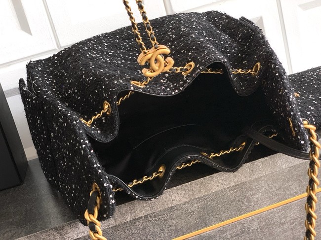 CHANEL 25 handbag Woolen tweed AS5311 black