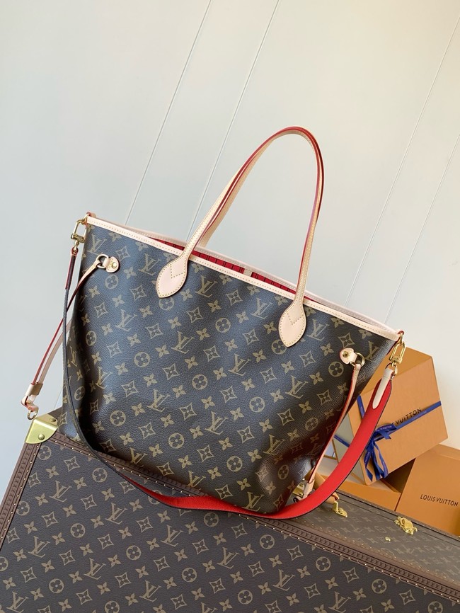 Louis Vuitton Neverfull Bandouliere Inside Out MM M12257 Monogram&red