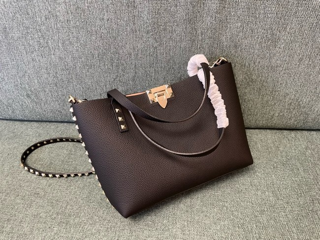 VALENTINO VLOGO calfskin Shoulder Bag 0001 dark brown