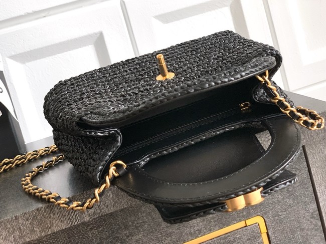 Chanel MINI Raffia SHOPPING BAG AS4416 black