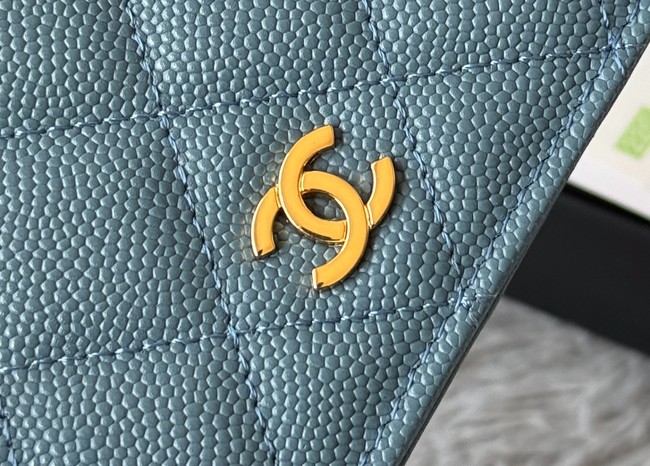 Chanel Leather Wallet A84058 blue