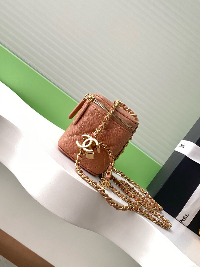 CHANEL Grained Calfskin Small Vanity with Chain AP3941 Camel