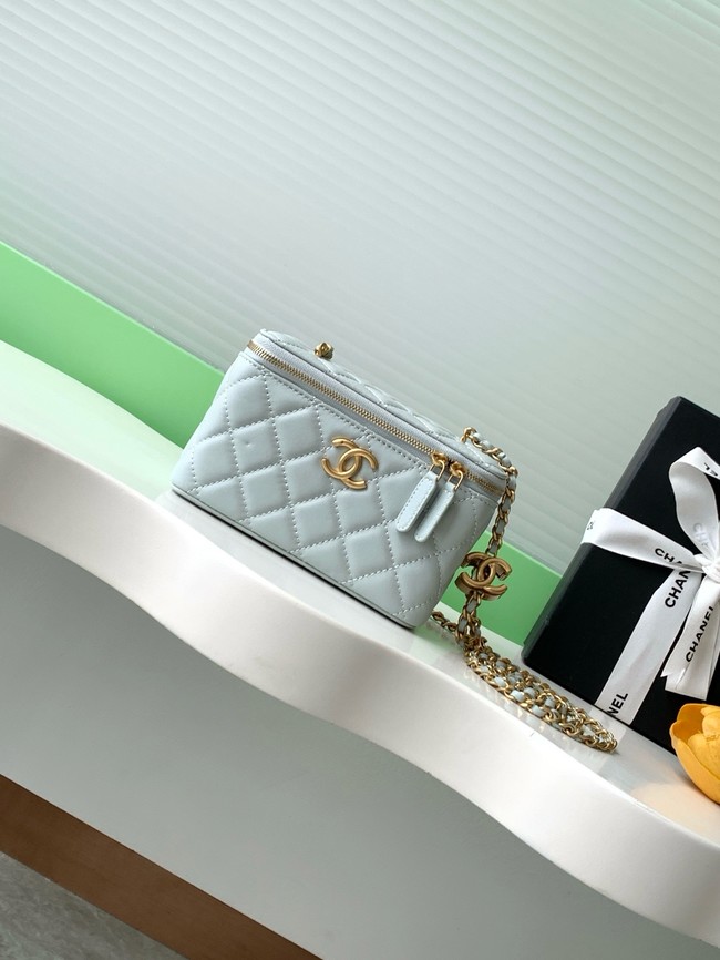 CHANEL Lambskin Vanity with Chain AP3940 Light blue