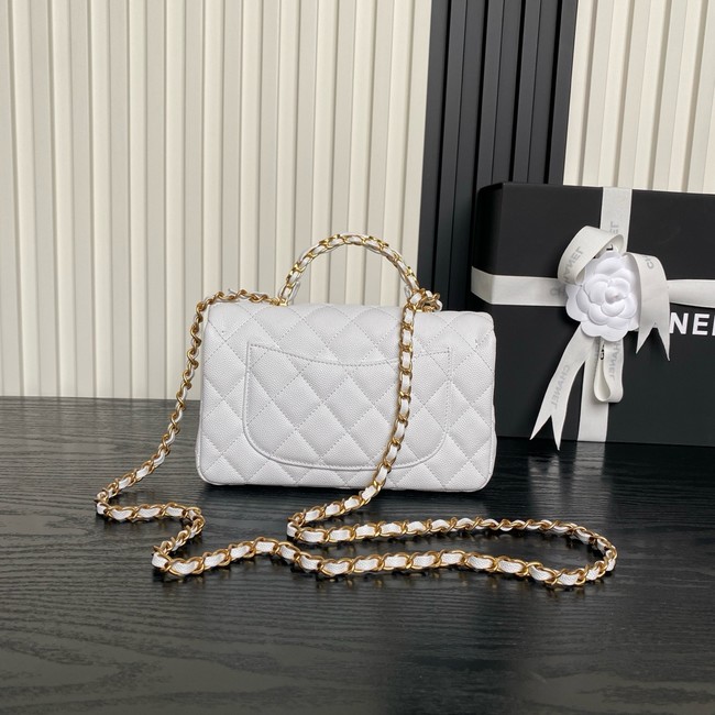 CHANEL Mini Flap Bag with Top Handle AS5701 white