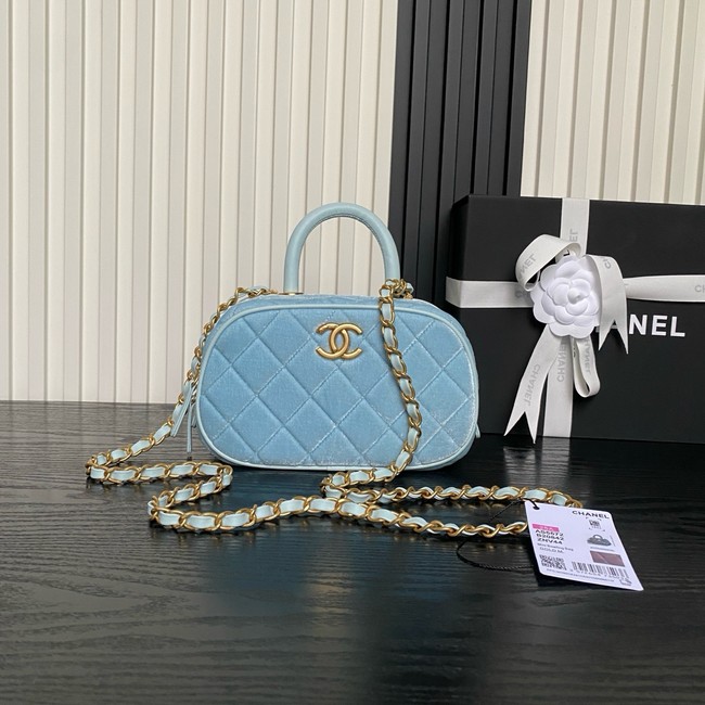 Chanel Velvet Mini Bowling Bag AS5572light blue