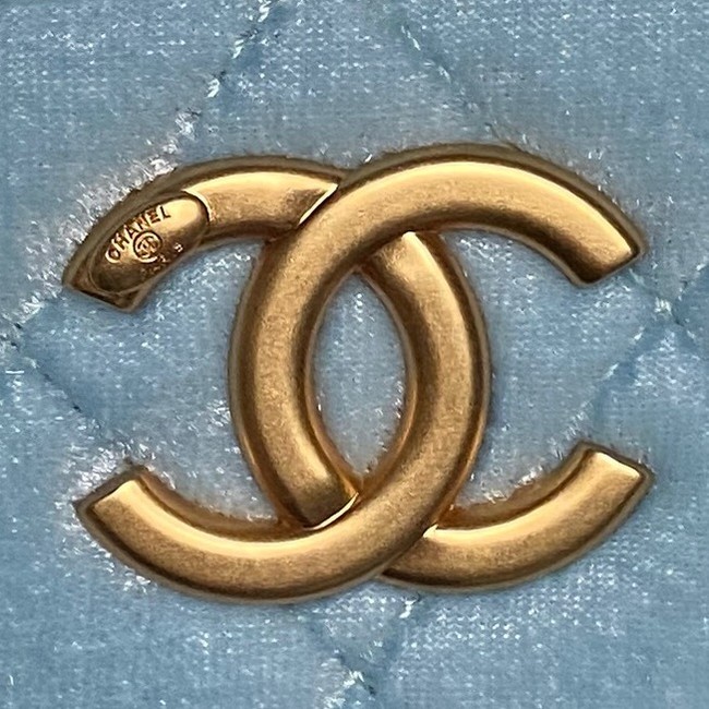 Chanel Velvet Mini Bowling Bag AS5572light blue