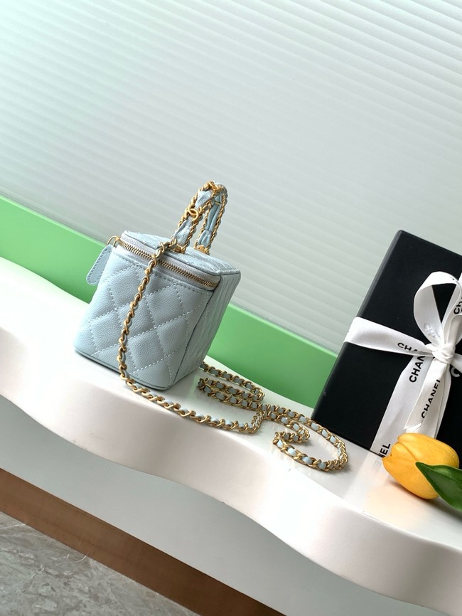 CHANEL Classic Small Vanity with Chain AP4799 light blue