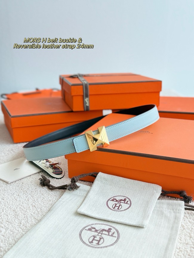 Hermes Epsom calfskin double-sided leather belt 65993