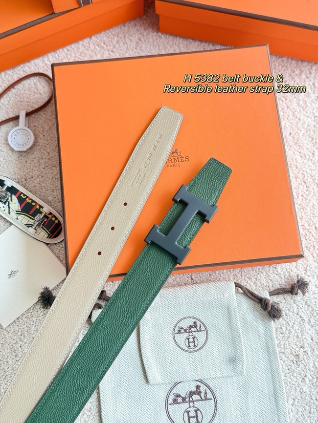 Hermes Epsom calfskin double-sided leather belt 66001