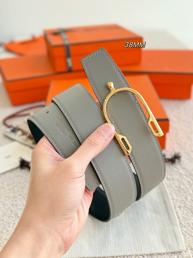 Hermes Epsom calfskin double-sided leather belt 66009