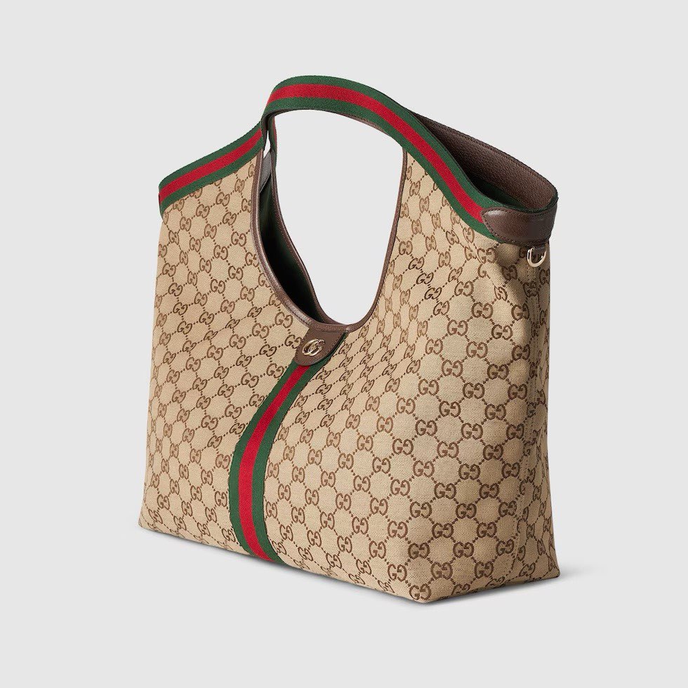 Gucci Giglio Large Tote Bag Variation Beige and Brown GG Canvas 853971