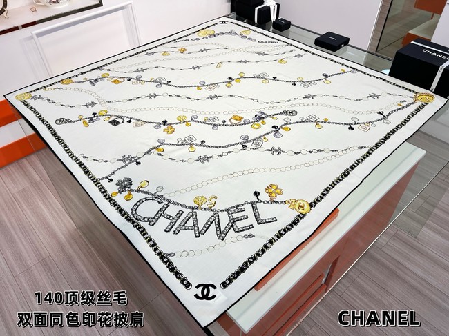Chanel Square Scarf Silk Twill KY187