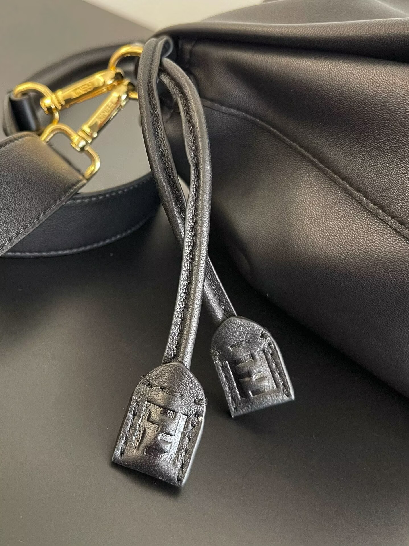 Fendi Mamma Baguette Original Leather Top Handle Bag 8832 Black