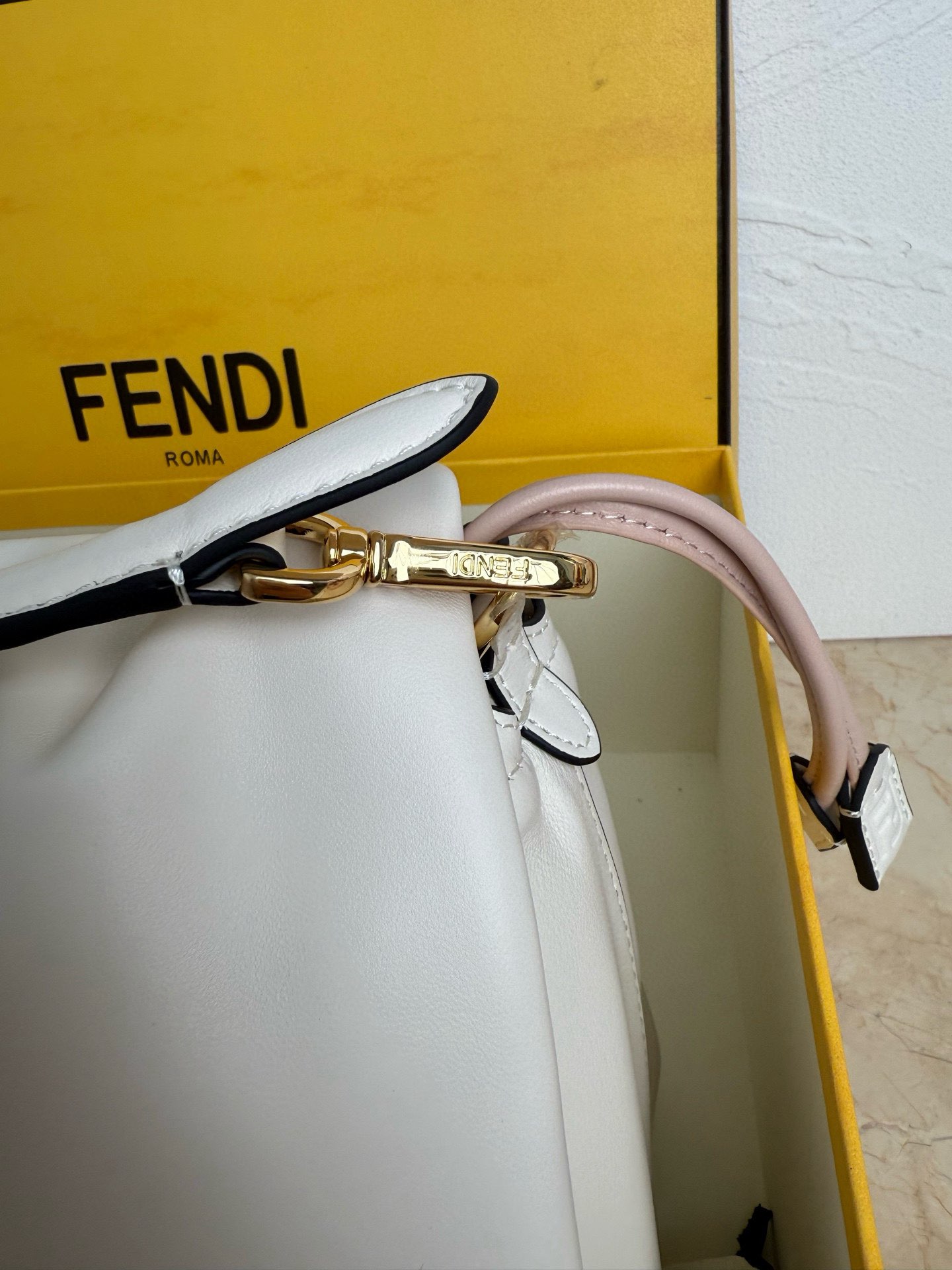 Fendi Mamma Baguette Original Leather Top Handle Bag 8832 White
