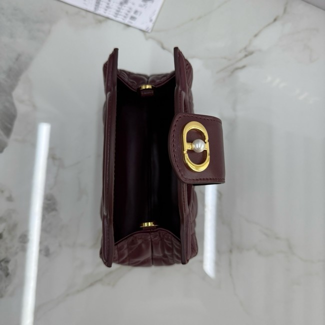Dior Jolie Top Handle Mini Bag Cannage Lambskin S3123UN burgundy
