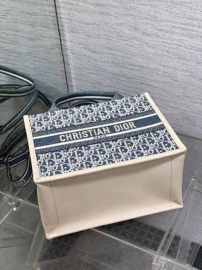 Small Dior Book Tote Dior Oblique Embroidery and Calfskin M1325CZ-1