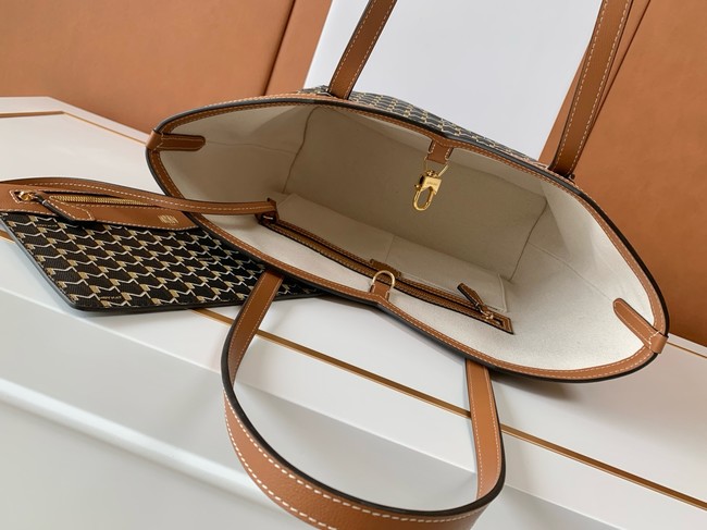 Goyard Calfskin Leather Tote Bag PM M8003 black&brown