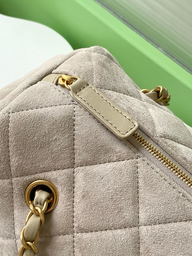 CHANEL Small Bowling Bag Suede AS5791 Beige