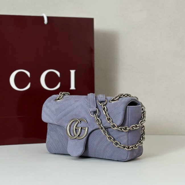 Gucci GG Marmont small shoulder bag 837280 Variation dusty blue suede