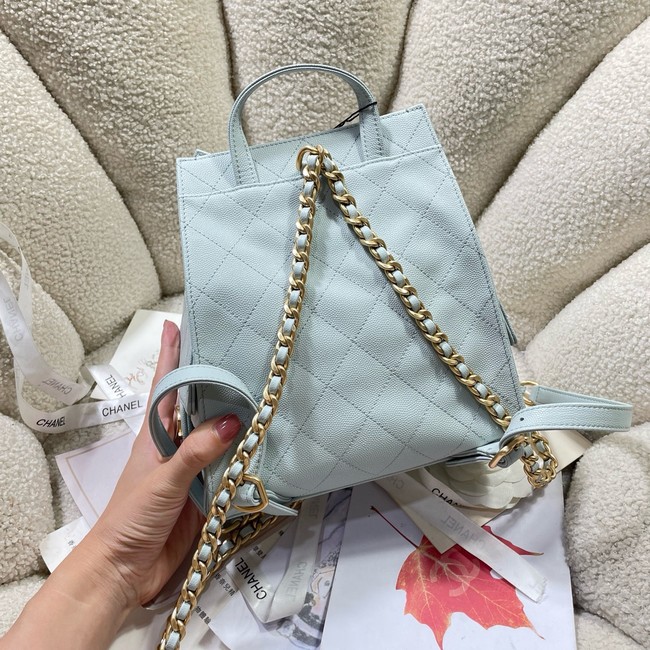 CHANEL 25 Medium Backpack AS5600 light blue