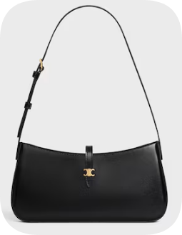 Celine TINA SHOULDER BAG IN shiny calfskin 123053 black
