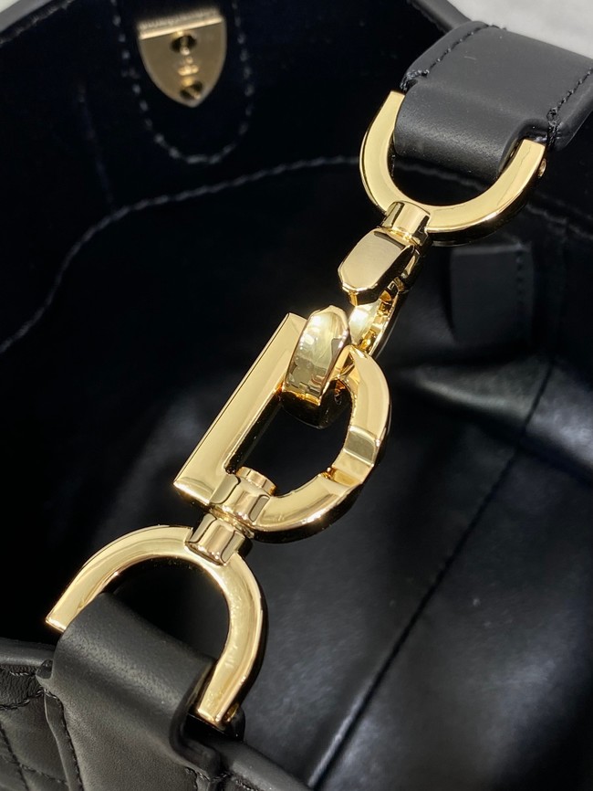 Dior Toujours Vertical Nano Tote Bag Macrocannage Calfskin S6100 black&gold