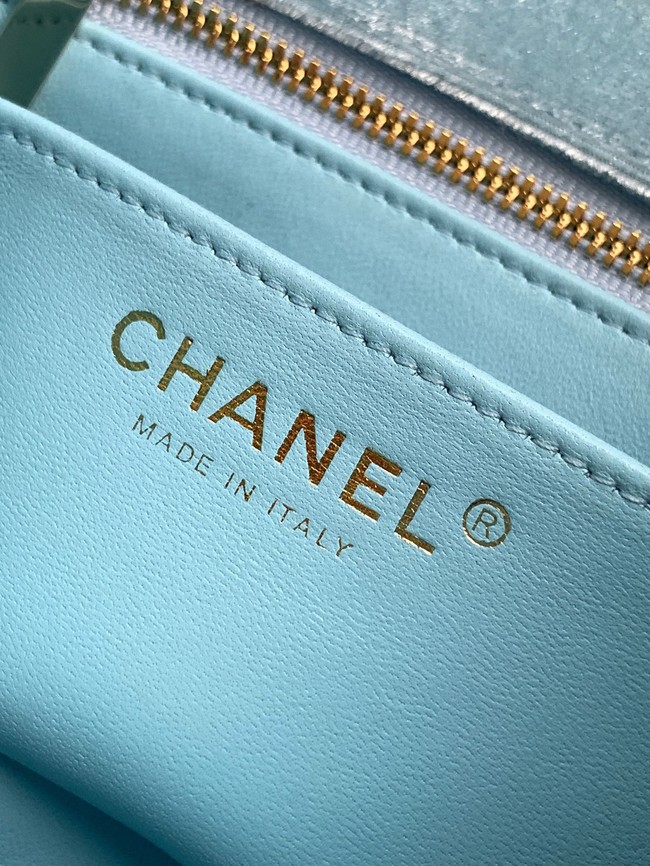Chanel Mini Classic Handbag velvet AS1786 light blue