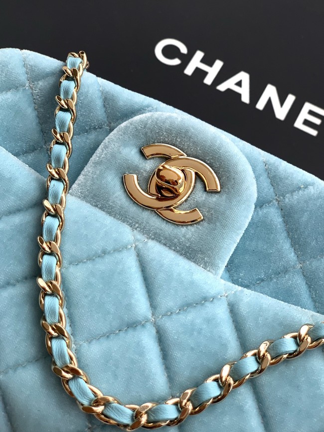 Chanel Mini Classic Handbag velvet AS1786 light blue