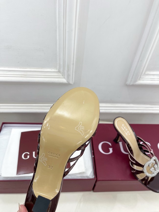 Gucci Womens slide sandal with crystal Interlocking G 852663-4