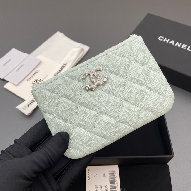 Chanel Zipped Pocket wallet S4811 light blue