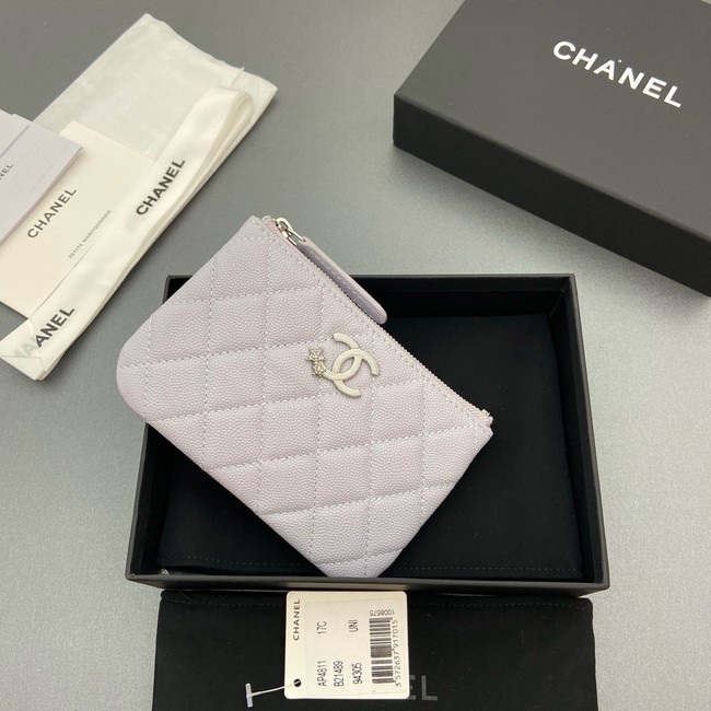 Chanel Zipped Pocket wallet S4811 light gray