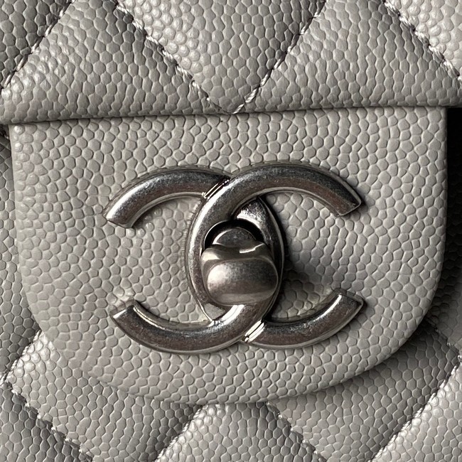 CHANEL Mini Flap Bag with Top Handle AS5702 gray&Silver Metal