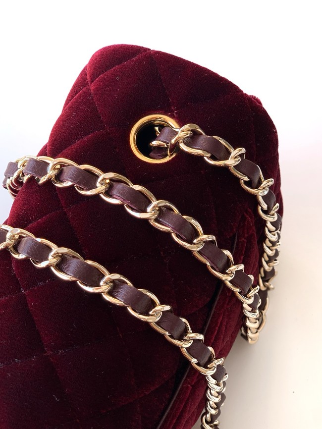 CHANEL Classic 11.12 Handbag velvet A01116 burgundy
