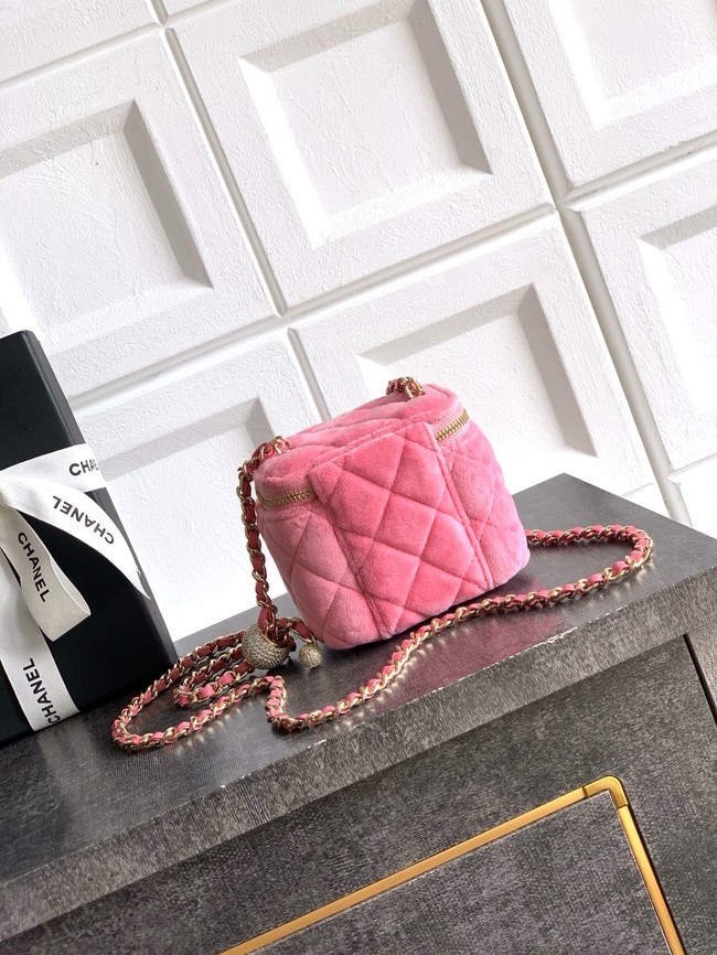CHANEL velvet Small Vanity with Chain AP3941 pink