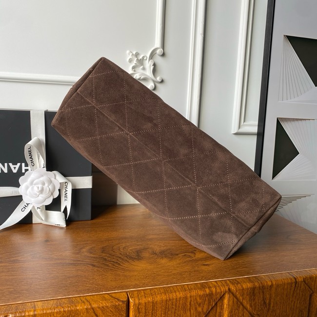 CHANEL Hobo Bag Suede Calfskin AS5978 Dark Brown