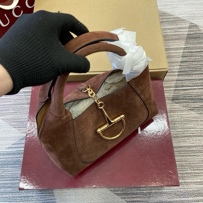 Gucci Beatrix medium tote bag suede 850926 dark brown suede