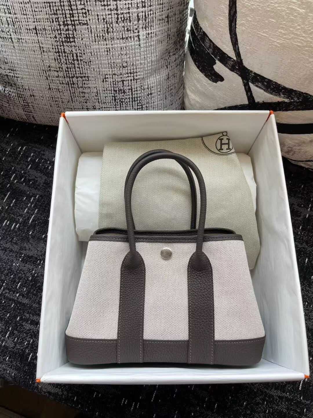 Hermes Mini Garden Party Tote Bags H3673 Gray