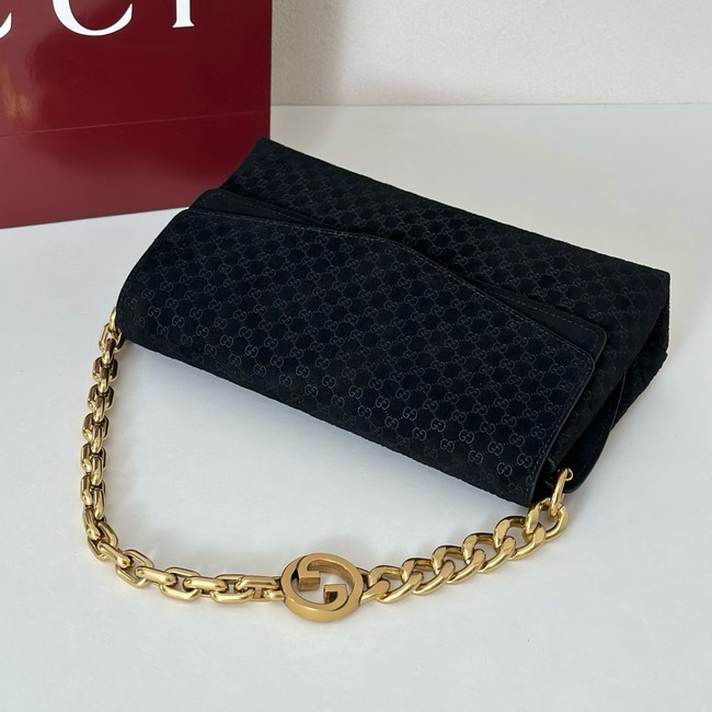 GUCCI Medium shoulder bag with chain Suede 857622 black