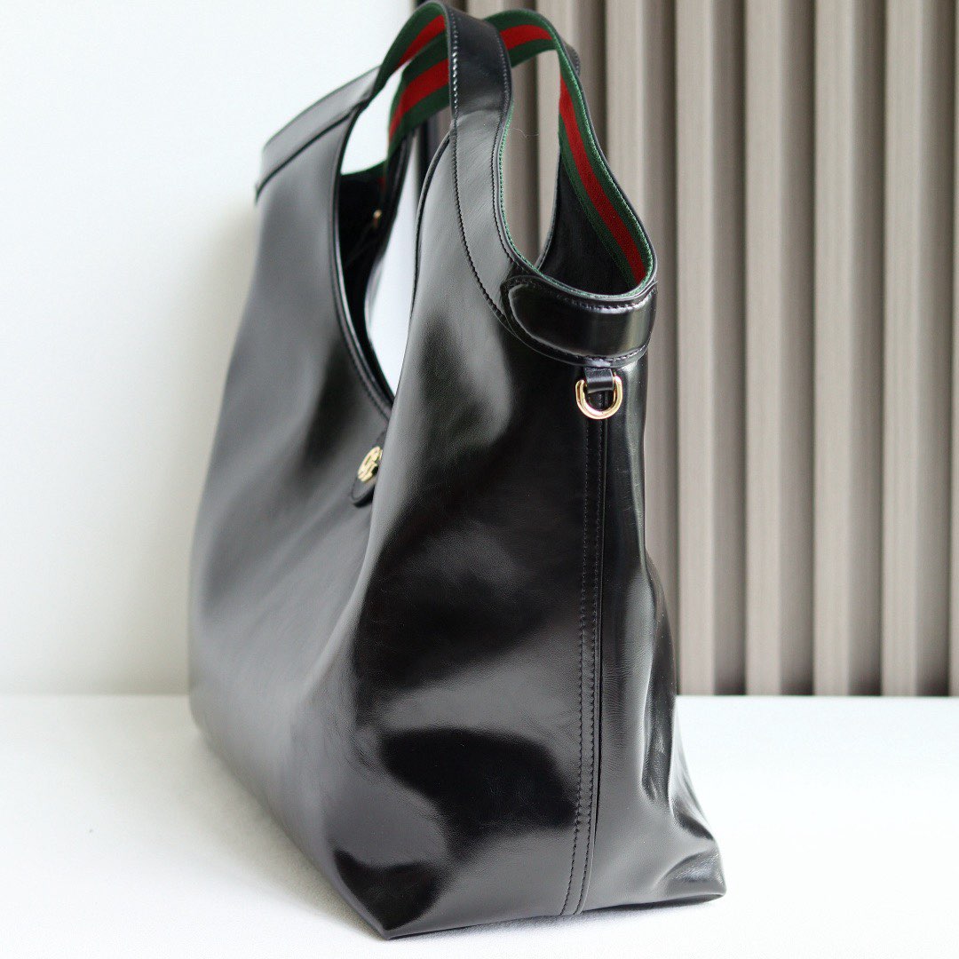 Gucci Giglio Original Oiled Leather large tote GG bag 853971 Black