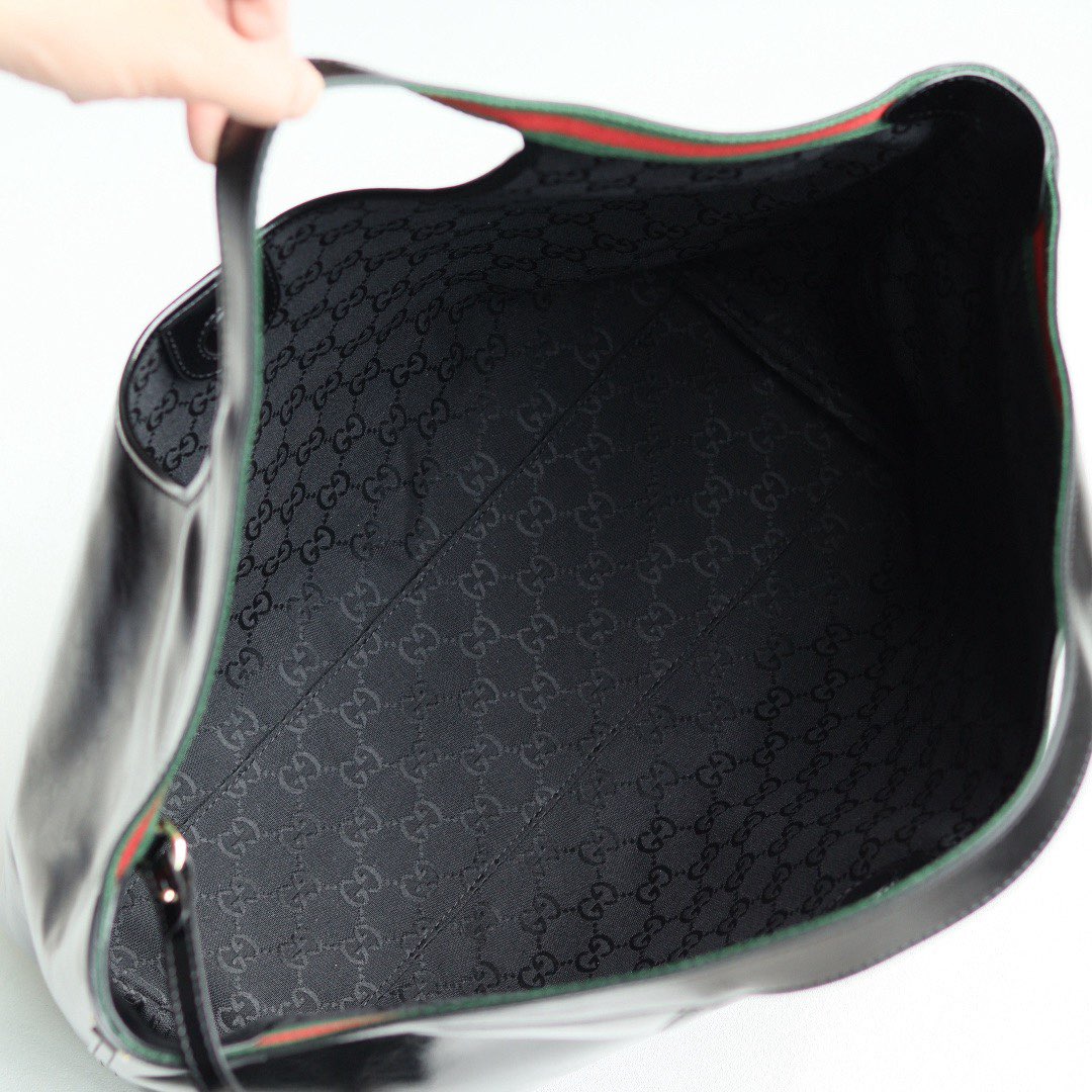 Gucci Giglio Original Oiled Leather large tote GG bag 853971 Black