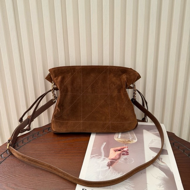 SAINT LAURENT JAMIE shoulder pouch in suede 862712 CARAMEL