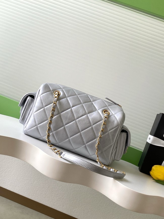 Chanel Lambskin Small Bowling Bag AS5792 Silver