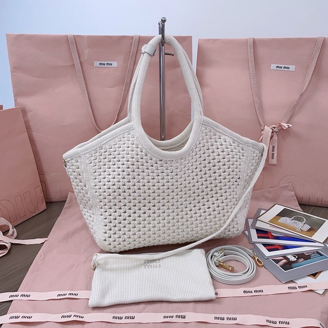 MIUMIU woven tote bag 5GB281 Beige