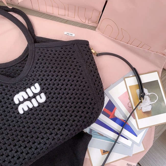MIUMIU woven tote bag 5GB281 Black